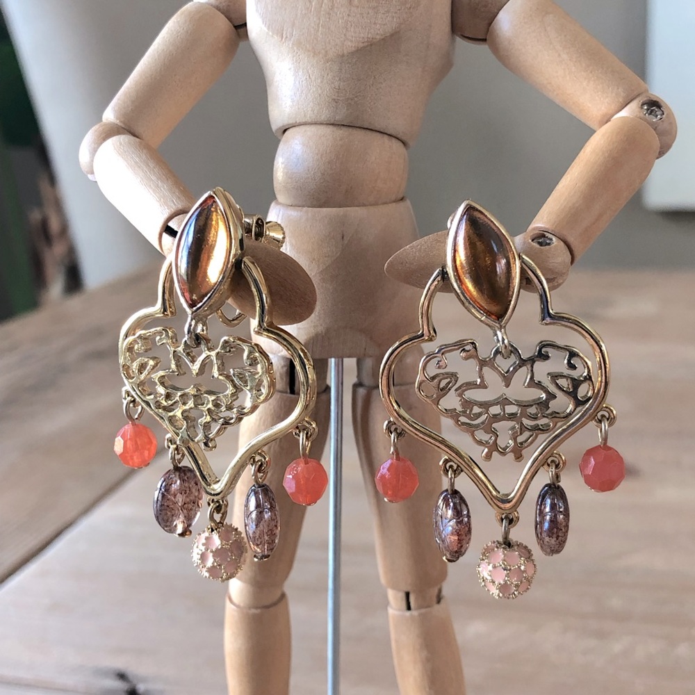 Vintage Dangle Adjustable Back Clip Earrings - image 1